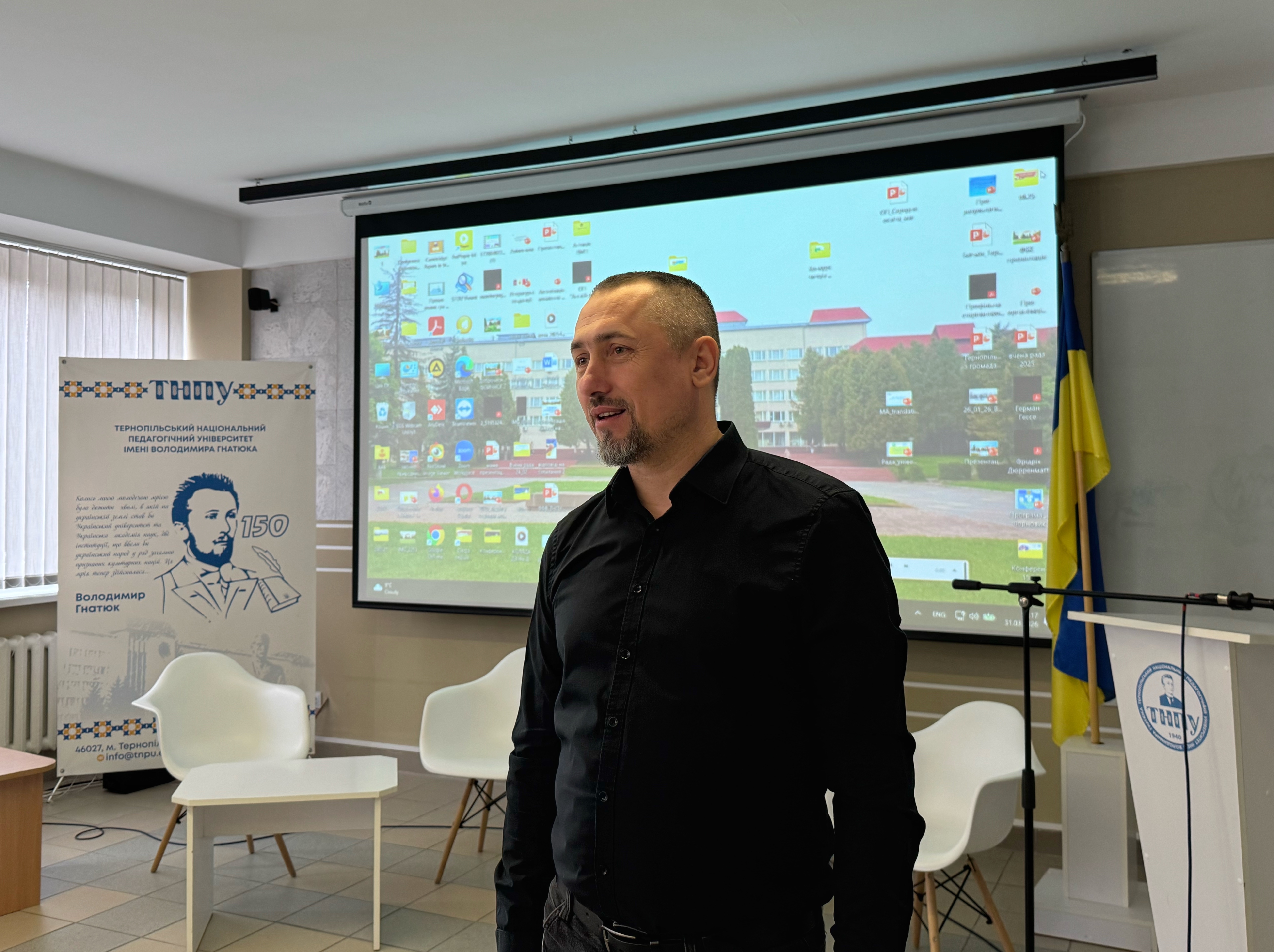 Yurii Drevnitskyi pid chas vystupu